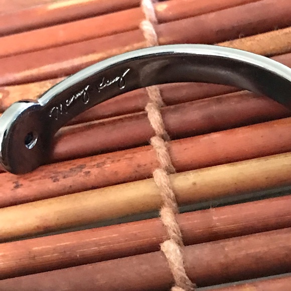 Mary Kay Inscribed Bangle Bracelet Gun metal color with clear crystals - Picture 4 of 5